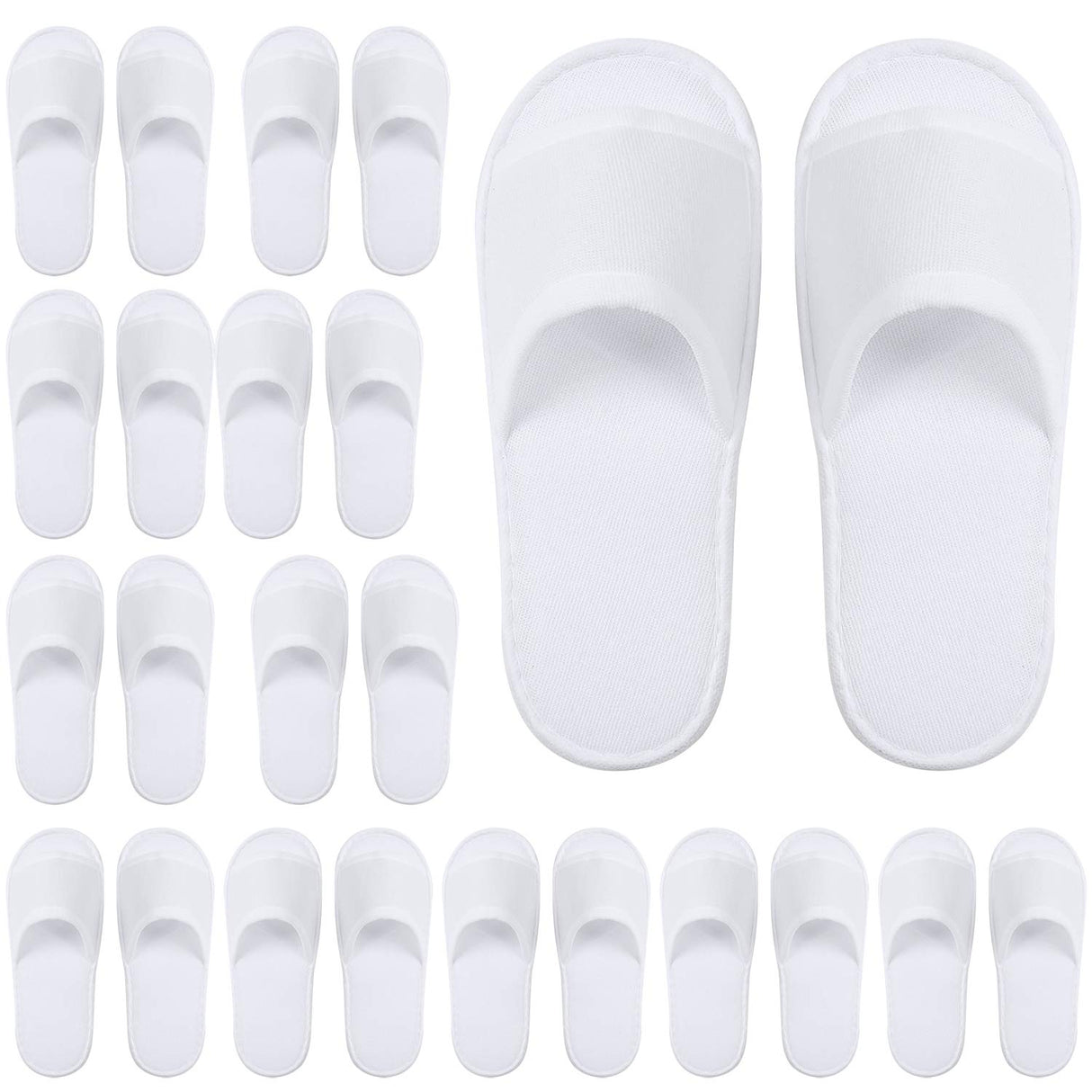 Elcoho 12 Pairs Open Toe Spa Slippers White Spa Hotel Guest Slippers for Spa, Party Guest, Hotel and Travel, Fits Most Men and Women Elcoho