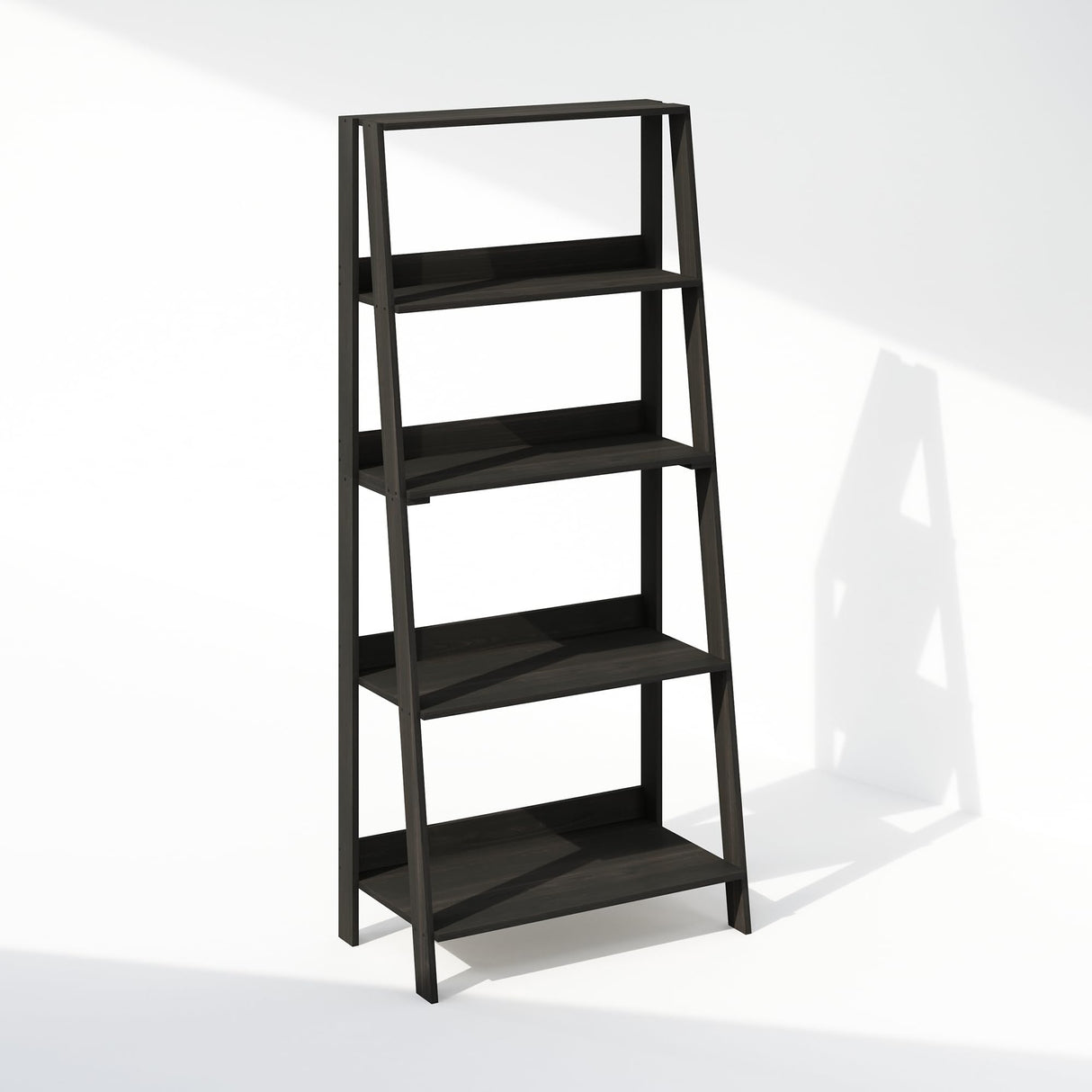 Furinno Ladder Display Shelf, 5-Tier, Espresso Furinno