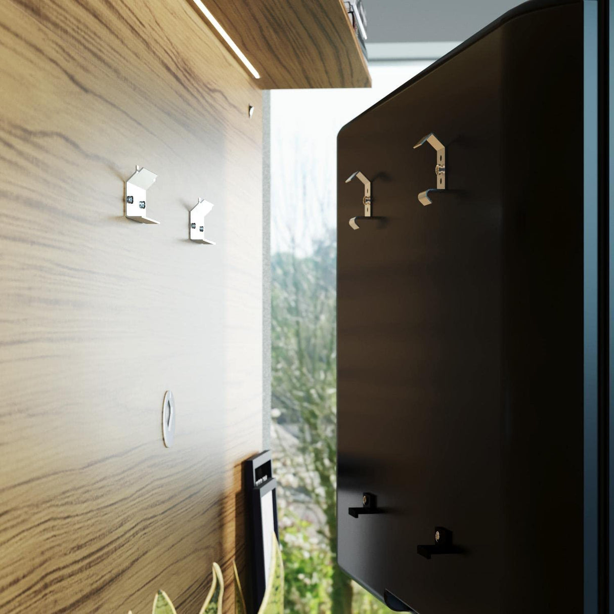 Modern Freestanding Floating Entertainment Center Floating TV Stand Wall Mounted TV Wall Panel for 75 inch TVs Home Theater with LED Strip Pull - Out Drawers and Overhead Shelf Natural Naomi Home