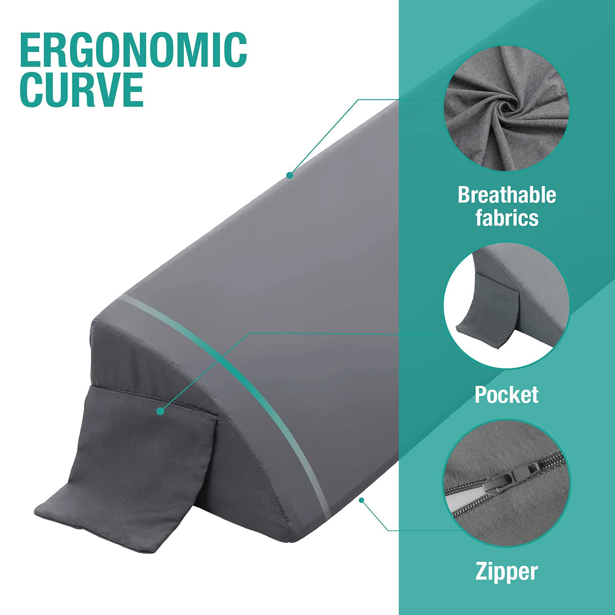 Vekkia Queen Wedge Pillow Headboard/Bed Wedge Pillow for Headboard/Bed Gap Filler/Headboard Pillow,Pillow Wedge for Headboard Gap(0-6"),Stop Loosing Your Pillows,Phone(Gray 60"x10"x6") Vekkia