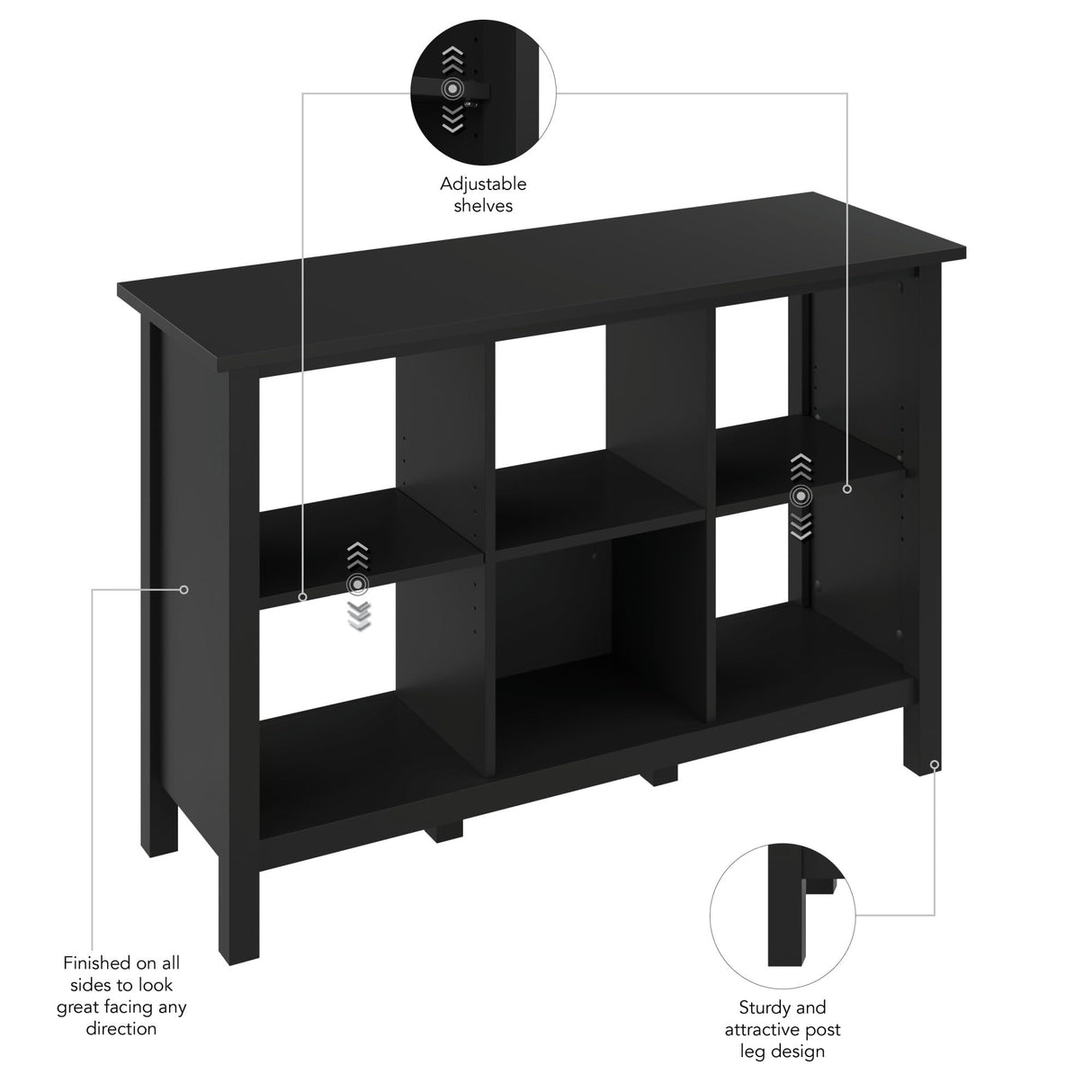 Broadview 6 Cube Organizer - Classic Black Storage Solution for Home Offices Bush Business Furniture
