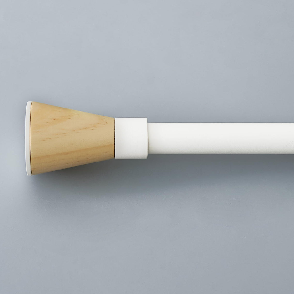 NICETOWN Curtain Rod with Wooden Taper Ends for Windows, 3/4 Inch Diameter 48-86 inches Long Drapery Window Curtain Rod Set, Modern Drapery Treatment Window Curtain Rod with Adjustable Design, White NICETOWN