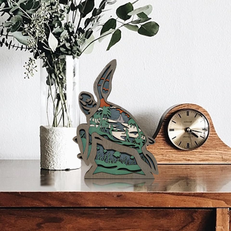 3D Wooden Animals Carving, Multi-Layered Sea Turtle Decor, Carved Animal Statues Wall, Creative Ocean Sculpture, Silhouette Ornament Art for Living Room Bedroom Home Farmhouse Room for Birthday Gifts FNYDOX