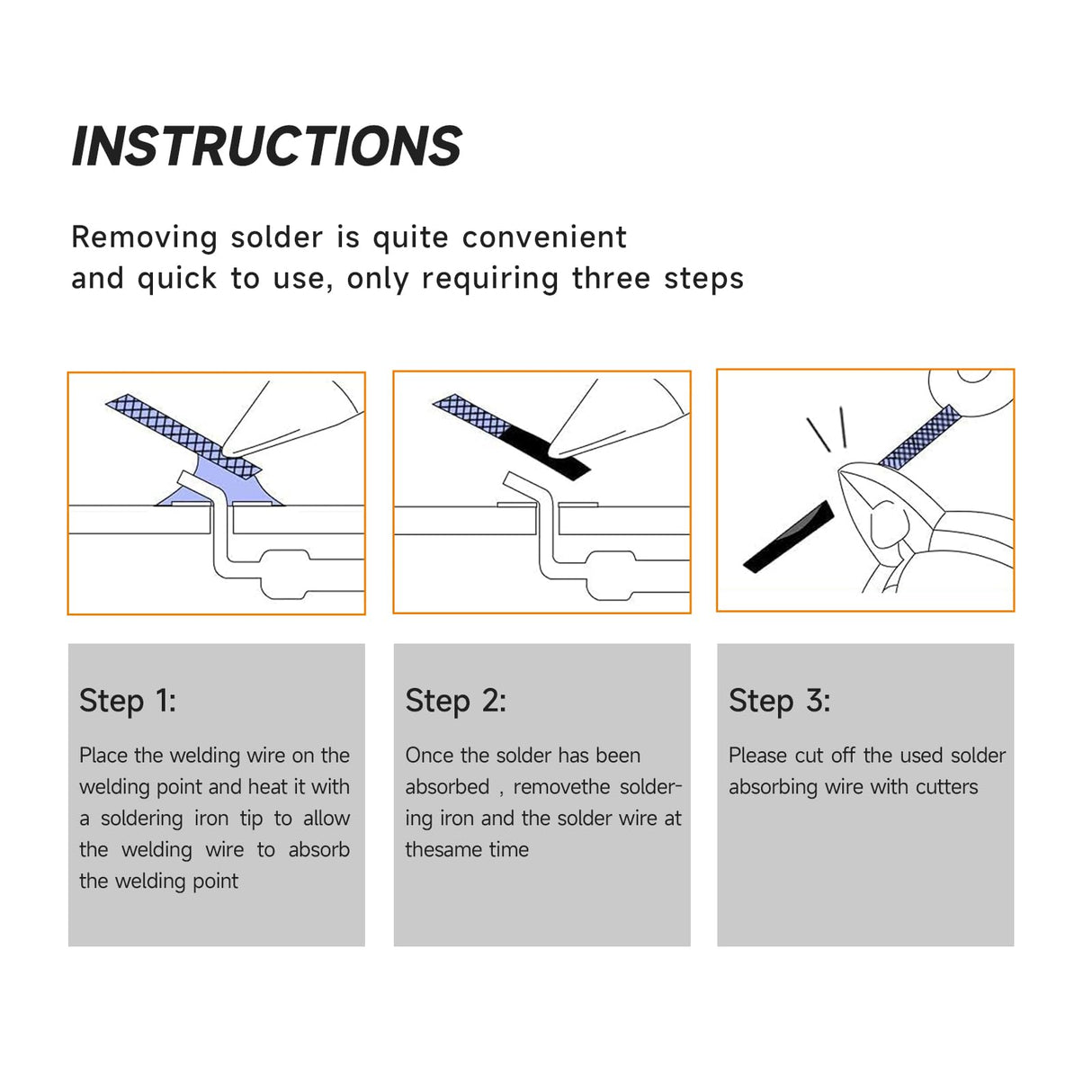 TOWOT Solder Wick Braid With Flux No-Clean Electronic, Desoldering Wick Braid Remover.Desolder Soldering 2.5mm W 0.10'' L 9.8' TOWOT