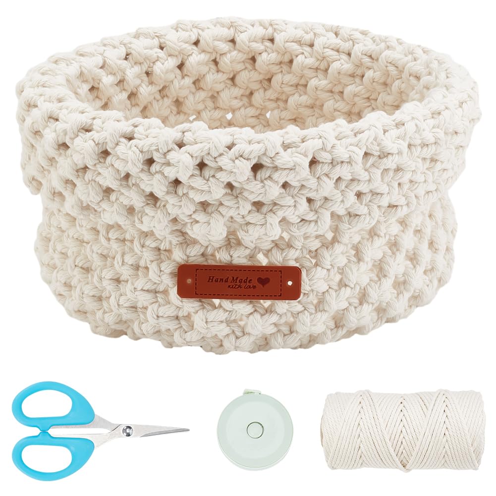 FREEBLOSS Macrame Basket Kit - DIY Macrame Kit with Video Tutorial and 100m Cotton Cord for Storage and Crafting FREEBLOSS