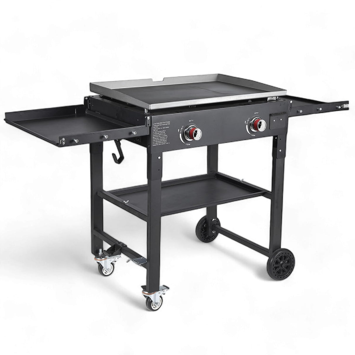 GasOne Foldable Propane Burner Grill – 28-Inch Flat Top Grill Griddle Cooking Station – 2 Burner Propane Grill with Pre-Seasoned Griddle – Professional Burners for Outdoor Cooking with Side Shelves Gas One
