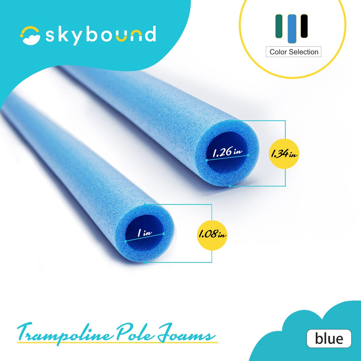 SkyBound Replacement Trampoline Enclosure Foam - Trampolines Poles Cover - Protective Poles Cover Tube Set for Safety Protection - Set of 12 - Variety of Colors and Sizes Blue SkyBound
