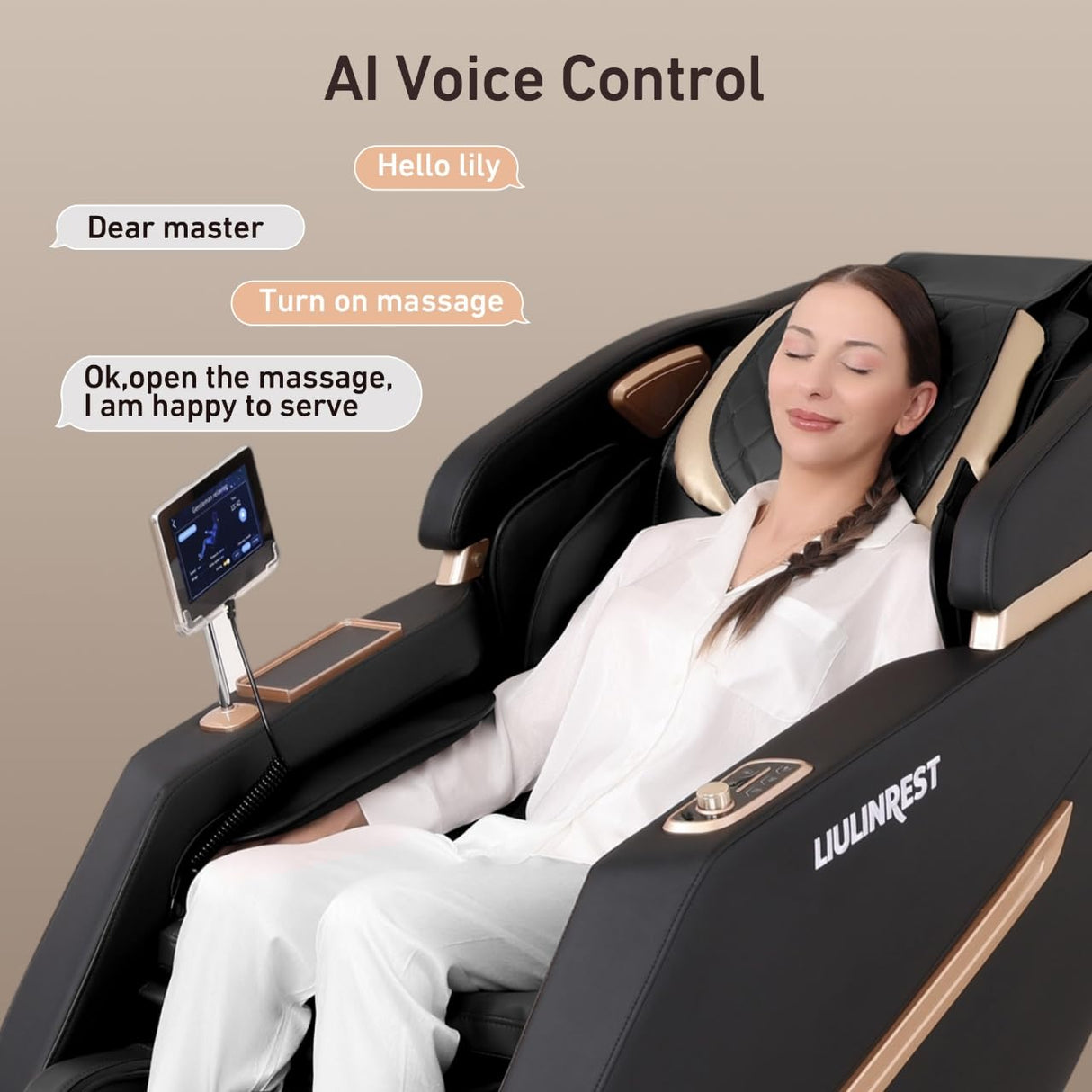 LIULINREST 2025 4D Massage Chair Full Body, Zero Gravity Massage Chair with SL-Track & Heating, Massage Shiatsu Recliner Chair with Smart Voice Control, Touchable Screen, Airbags, Foot Rollers (Brown) LIULINREST