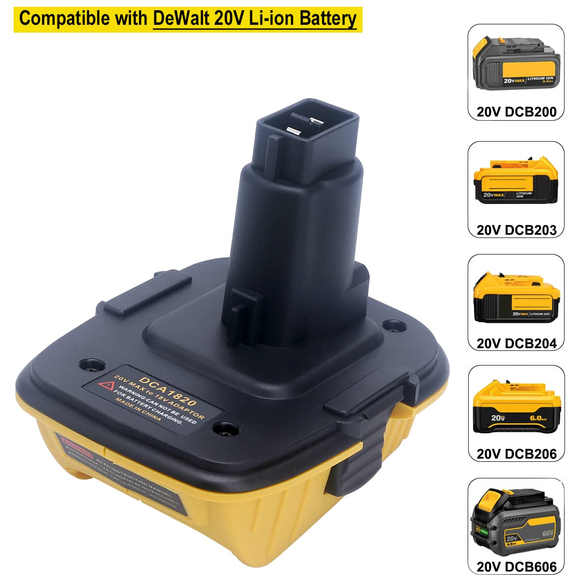 Lasica 2Pack DCA1820 18V to 20V Adapter Compatible with Dewalt 18V XRP Tools - Compatible with Dewalt 20V Max Battery DCB201 DCB203 DCB204 DCB206 - Compatible with Dewalt Battery Adapter DCA1820 Lasica