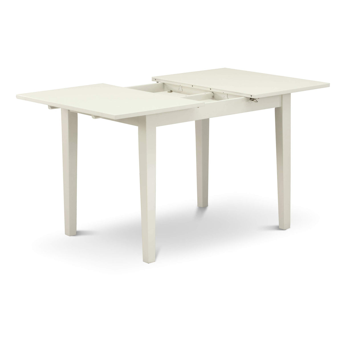 East West Furniture Norfolk 5 Piece Modern Set Includes a Rectangle Wooden Table with Butterfly Leaf and 4 Dining Room Chairs, 32x54 Inch, Linen White East West Furniture