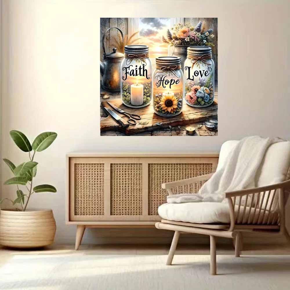 ZQEATRY 5D Diamond Painting Kits for Beginner,Faiths,Hope,Love Wishing Bottle Diamond Art kit for Adults,DIY Diamond Dots with Diamond Gem Art and Crafts for Adults Home Wall Decor 11.8x11.8inch ZQEATRY