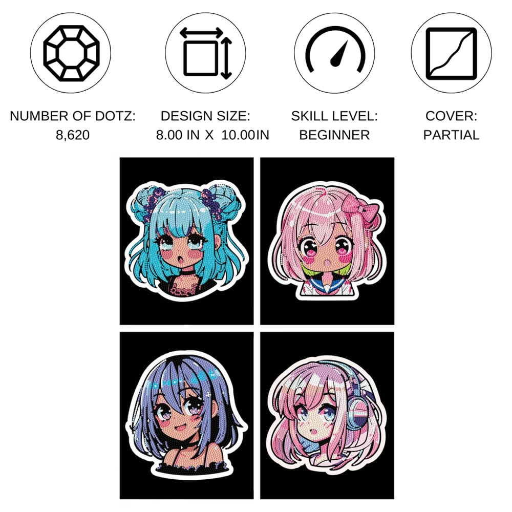 DIAMOND DOTZ Neon Flock Anime Girls Diamond Painting Kits for Adults - Colorful Diamond Art Kits a Relaxing Creative Craft Kit with Dotz Gems 10x8 DIAMOND DOTZ