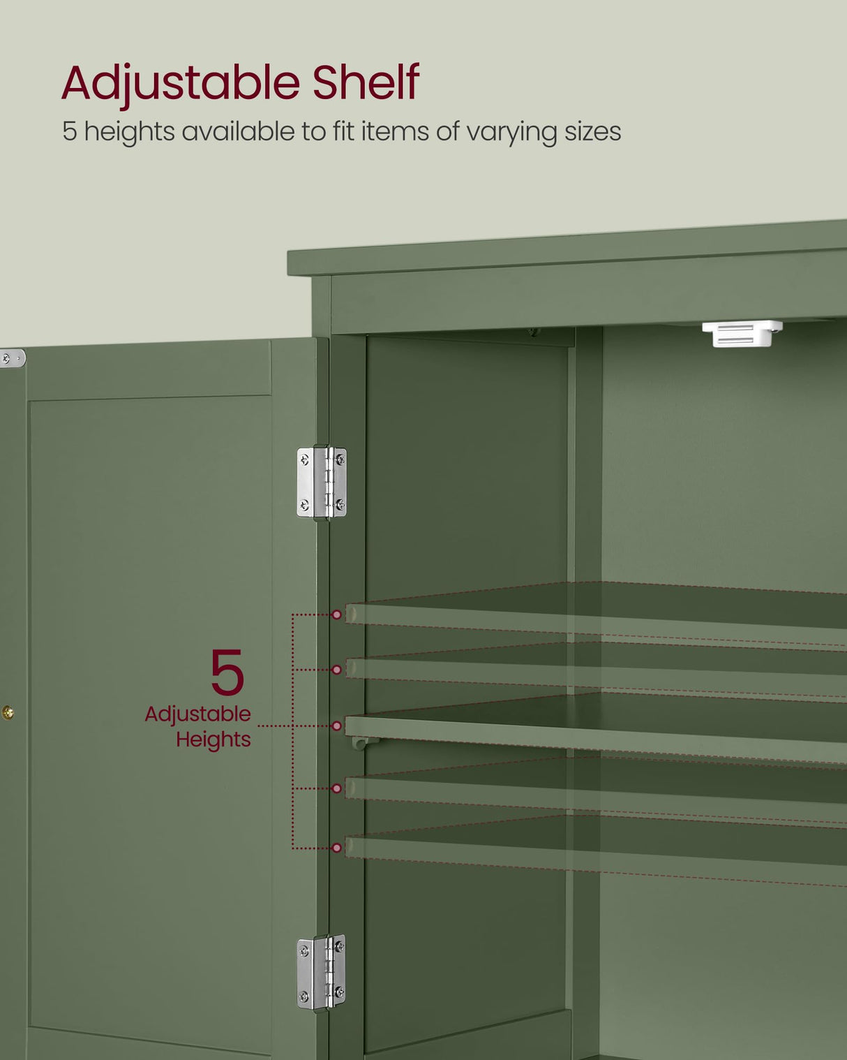 VASAGLE Bathroom Floor Storage Cabinet, Bathroom Storage Unit, Freestanding Cabinet with 2 Drawers and 2 Doors, Adjustable Shelf, 11.8 x 23.6 x 43.3 Inches, Forest Green UBBC551C01 VASAGLE