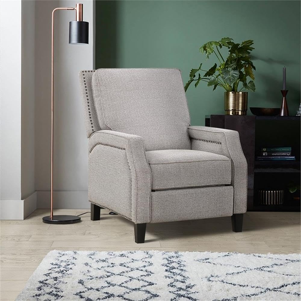 Lexicon Berenson Fabric Upholstered Push Back Recliner in Coconut Color Lexicon