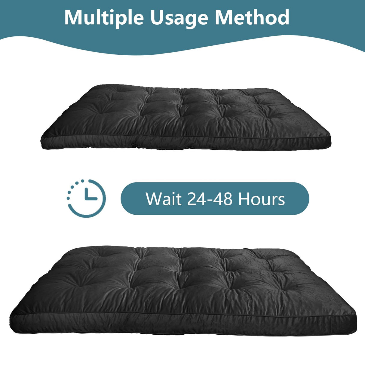 OGEMXU Futon Mattres Full Size 6",Flannel Floor Foldable for Adults,Floor Futon Mattress,High Density Shredded Foam Filling Mattress for Bedroom,Living (Frame Not Included), 54 x 80,Black OGEMXU