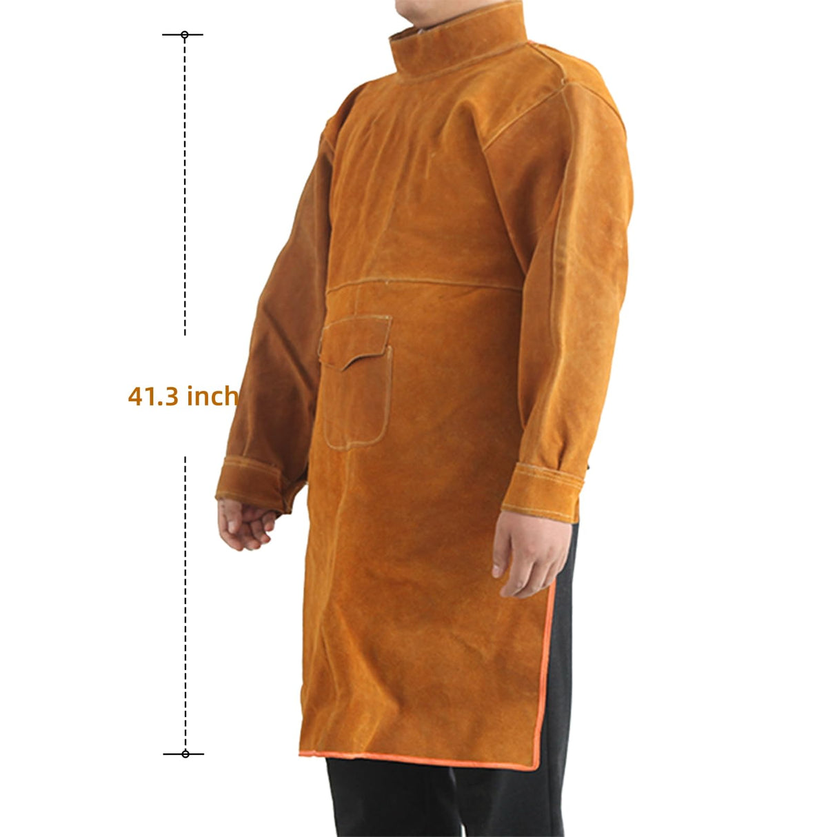 Senvitate Leather Welding Apron with Long Sleeve, Flame Resistant Welding Jacket for Men, Heavy Duty Weld Coat Blacksmith Work Apron Senvitate