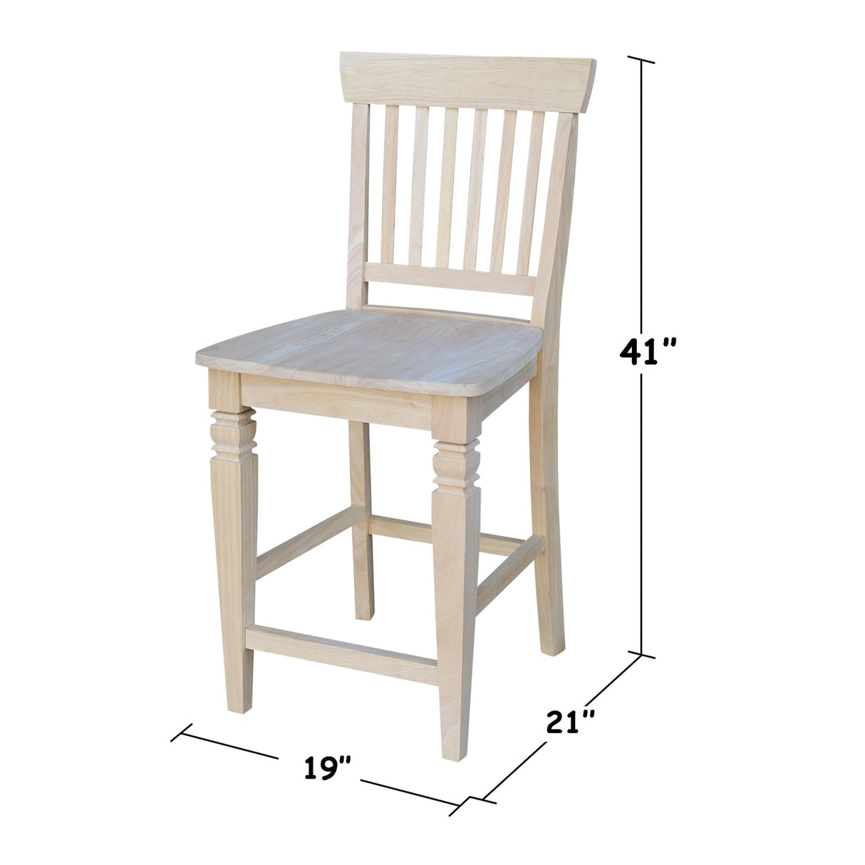 International Concepts Unfinished Seattle Counter Height Stool, 24-Inch, Brown IC International Concepts