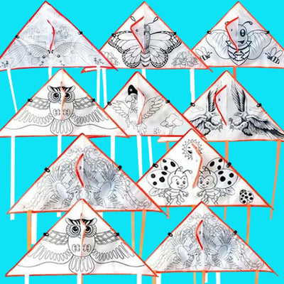 10 PCS DIY Color Filled Kite for Kids Making Kit Bulk, Painting and Decorating Coloring Party Pack, Colorful Life for Kids & Adults, Extremely Easy to Fly, Best for Beginners