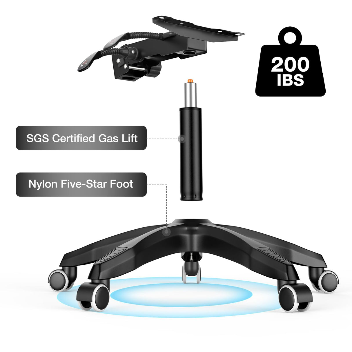 HOFFREE Massage Gaming Chair for Kids Computer Gamer Chair with Footrest and Lumbar Support Reclining PC Game Chair with Headrest for Gaming Room Blue and Black HOFFREE