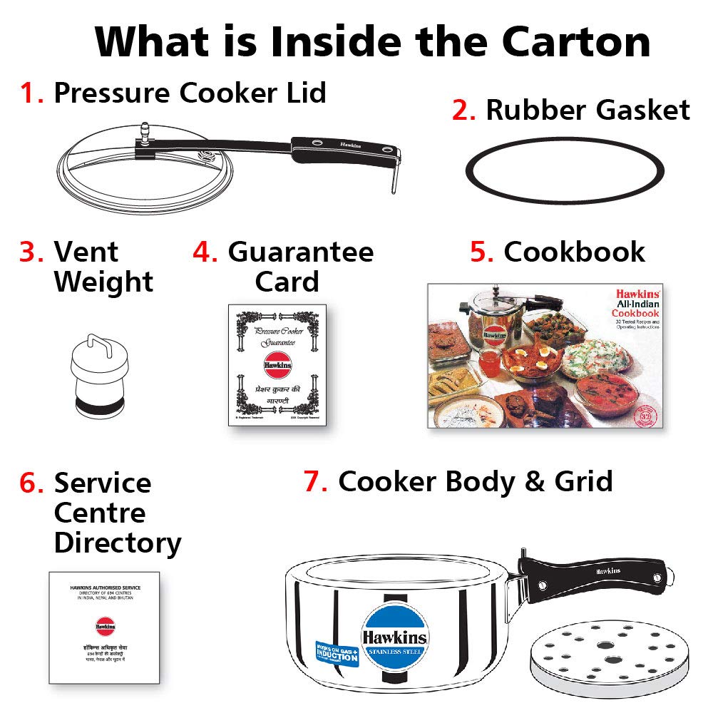 Hawkins 3 Litre Inner Lid Pressure Cooker, Stainless Steel Cooker, Wide Design Pan Cooker, Induction Cooker, Silver (HSS3W) HAWKINS