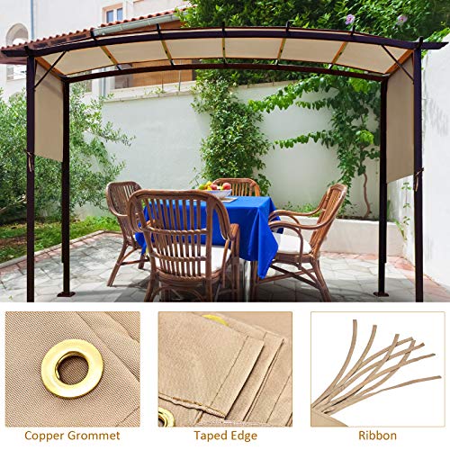 Tangkula 17x7 Ft Universal Pergola Replacement Canopy, Outdoor Canopy Shade Cover w/ 6 Copper Grommets & 4 Straps, Sun-protective Polyester Replacement Cover for Pergola Structure (Cover Only) (Beige) Tangkula