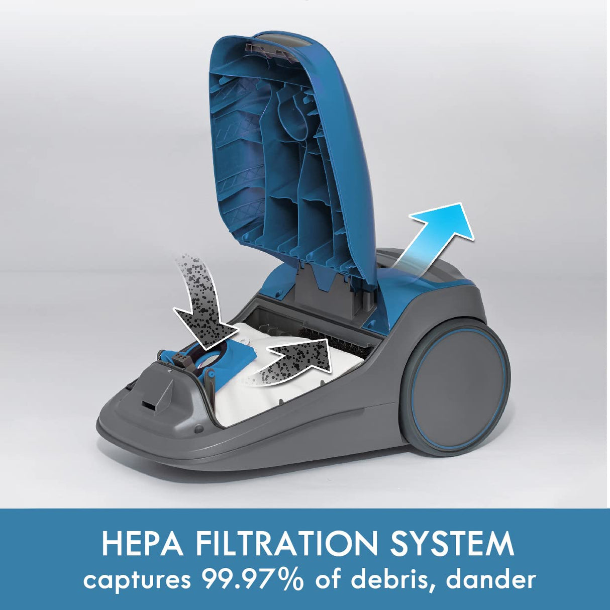 Kenmore Pet Friendly Lightweight Bagged Canister Vacuum Cleaner with Extended Telescoping Wand, HEPA, 2 Motors, Retractable Cord, and 4 Cleaning Tools, Blue Kenmore