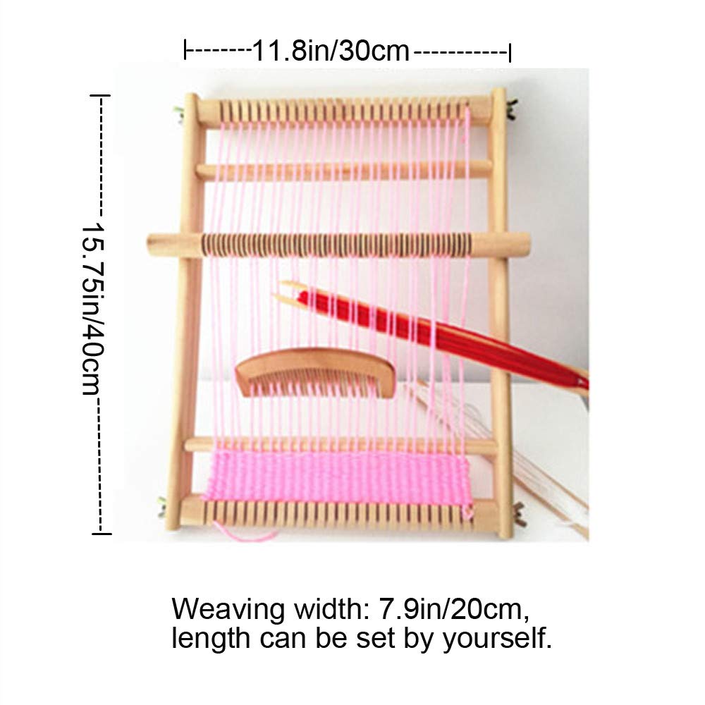 RRigo Weaving Loom Kit, 15.7" H x 11.8" W Wooden Tapestry Looms, Large Weaving Frame to Handcraft for Beginners, Came Pre-Warped for Quick Start RRigo
