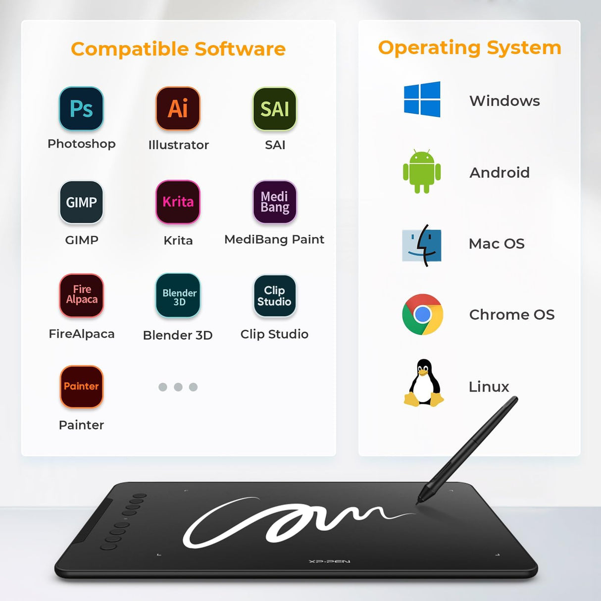XPPen Updated Deco 01 V3 Drawing Tablet-16384 Levels of Pressure Battery-Free Stylus, 10x6 Inch OSU Graphic Tablet, 8 Hotkeys for Digital Art, Teaching, Gaming Drawing Pad for Chrome, PC, Mac, Android XP-PEN