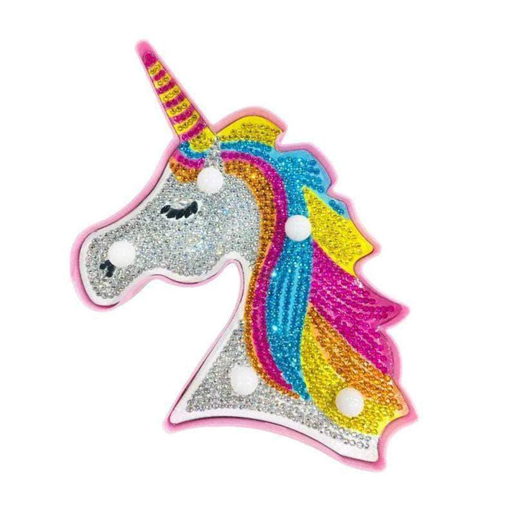 YOBEYI Diamond Painting Unicorn with LED Lights DIY Special Shaped Full Drill Crystal Diamond Drawing Bedside Lamp for Home Decoration (Unicorn A) YOBEYI