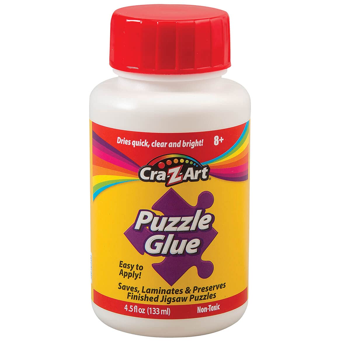 RoseArt Jigsaw Puzzle Glue with Applicator - Saves, Laminates and Preserves Finished Jigsaw Puzzles - Easy to Apply, Dries Quick, Clear & Bright RoseArt