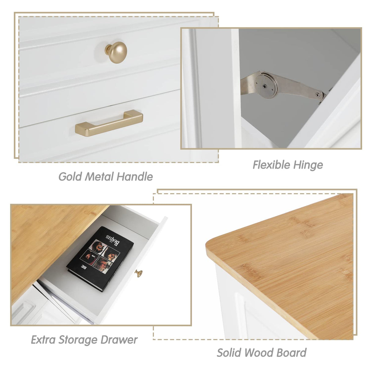 Anbuy Double Kitchen Trash Cabinets Dual Tilt Out Cabinet with Two Wood Hideaway Holder Drawers, Free Standing Recycling Trash Can Holder (Upgrade White) Anbuy