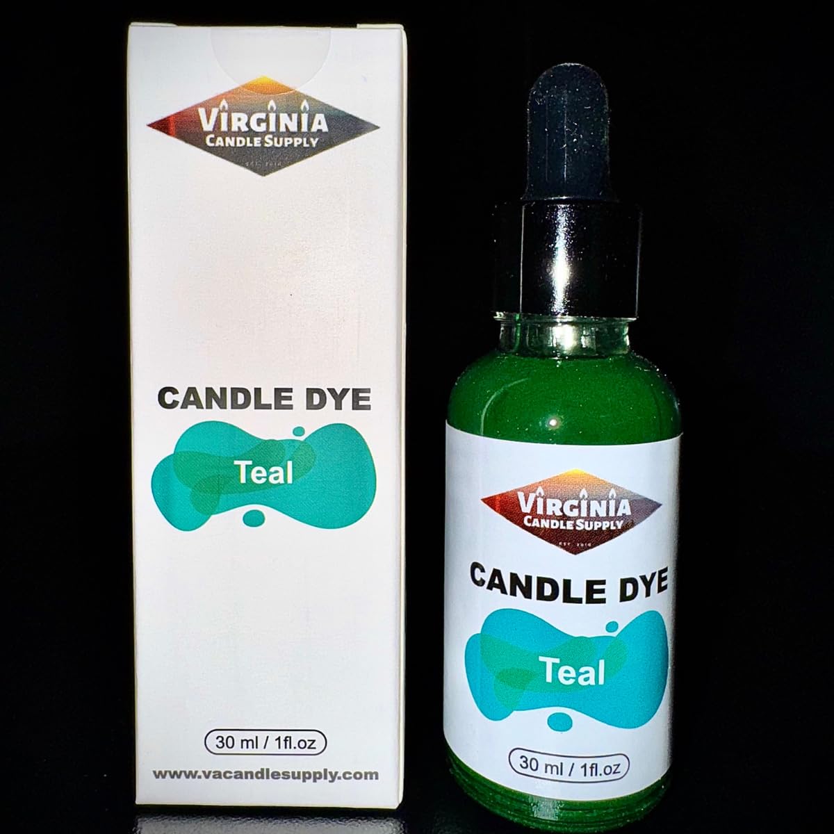Teal Liquid Candle Dye Concentrated (1 oz Bottle with Dropper) Soy Candle, Paraffin Wax, Gel Wax, Natural Wax Blends, for Candles, Wax Melts, Snap Bars Virginia Candle Supply