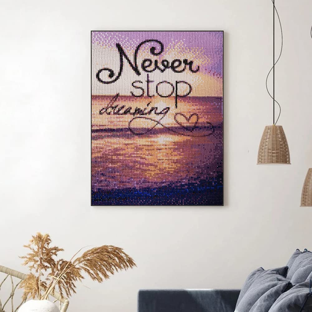 PDSLAIKE Inspirational Quote Diamond Painting Kits - DIY Craft Beach Diamond Art Motivational Sayings Office Wall Decor 11.8x15.7in PDSLAIKE