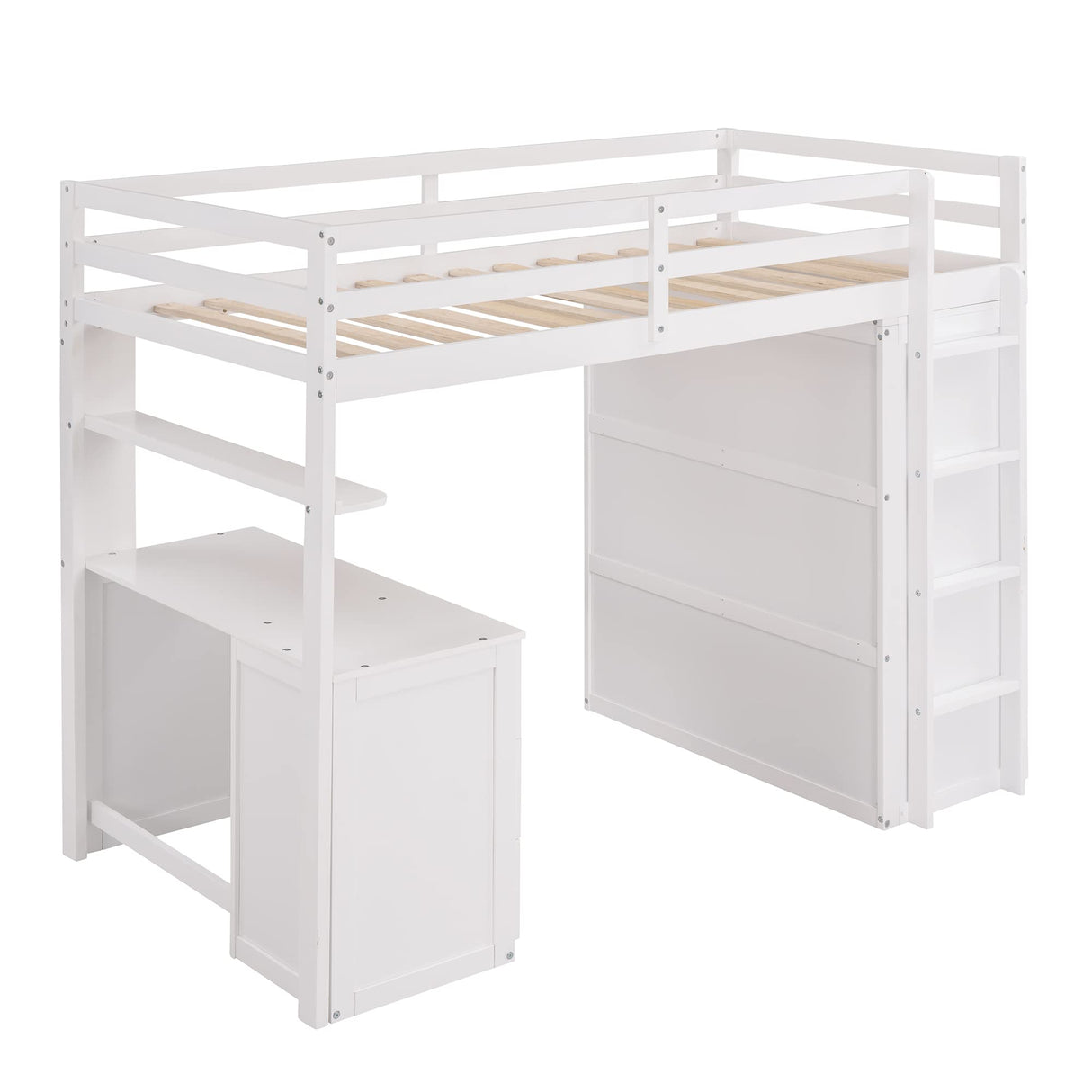 Harper & Bright Designs Twin Size Loft Bed with Wardrobe and Desk, Wooden Twin Loft Bed with Desk and Storage Drawers for Girls Boys Teens,No Box Spring Needed,White Harper & Bright Designs