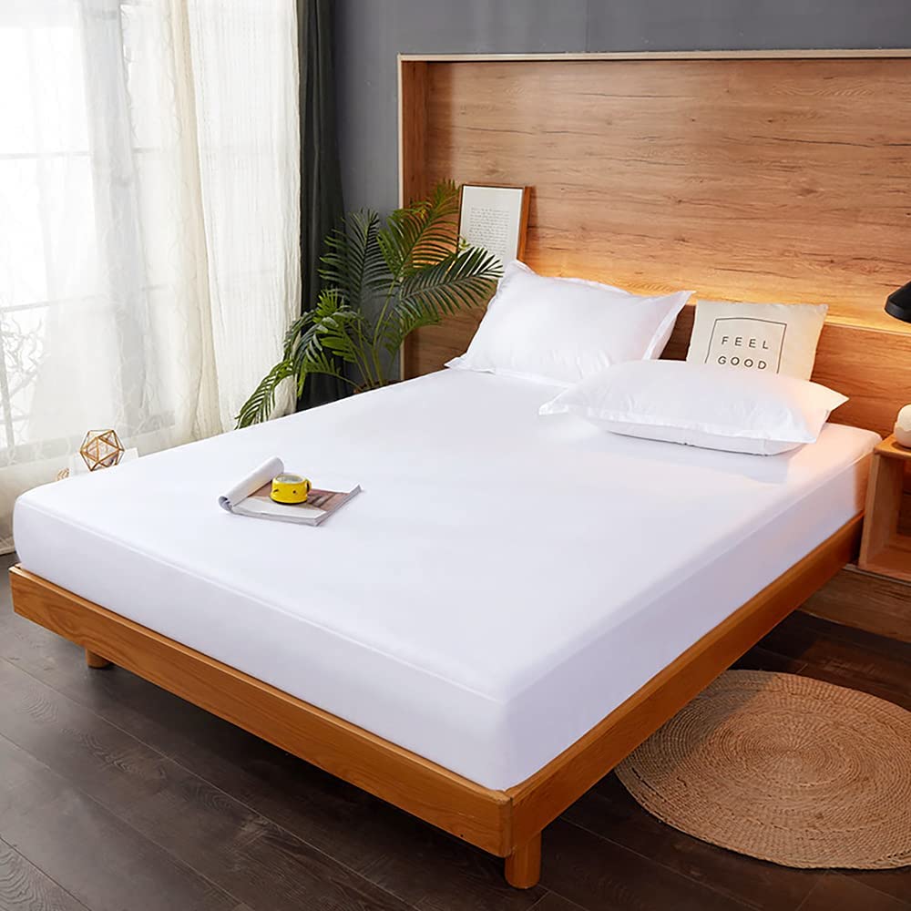 Lirex Cotton Fitted Sheet Full, 300 Thread Count Soft Breathable, 8-10" Deep Pocket Sheet for Hotel Home, White Lirex