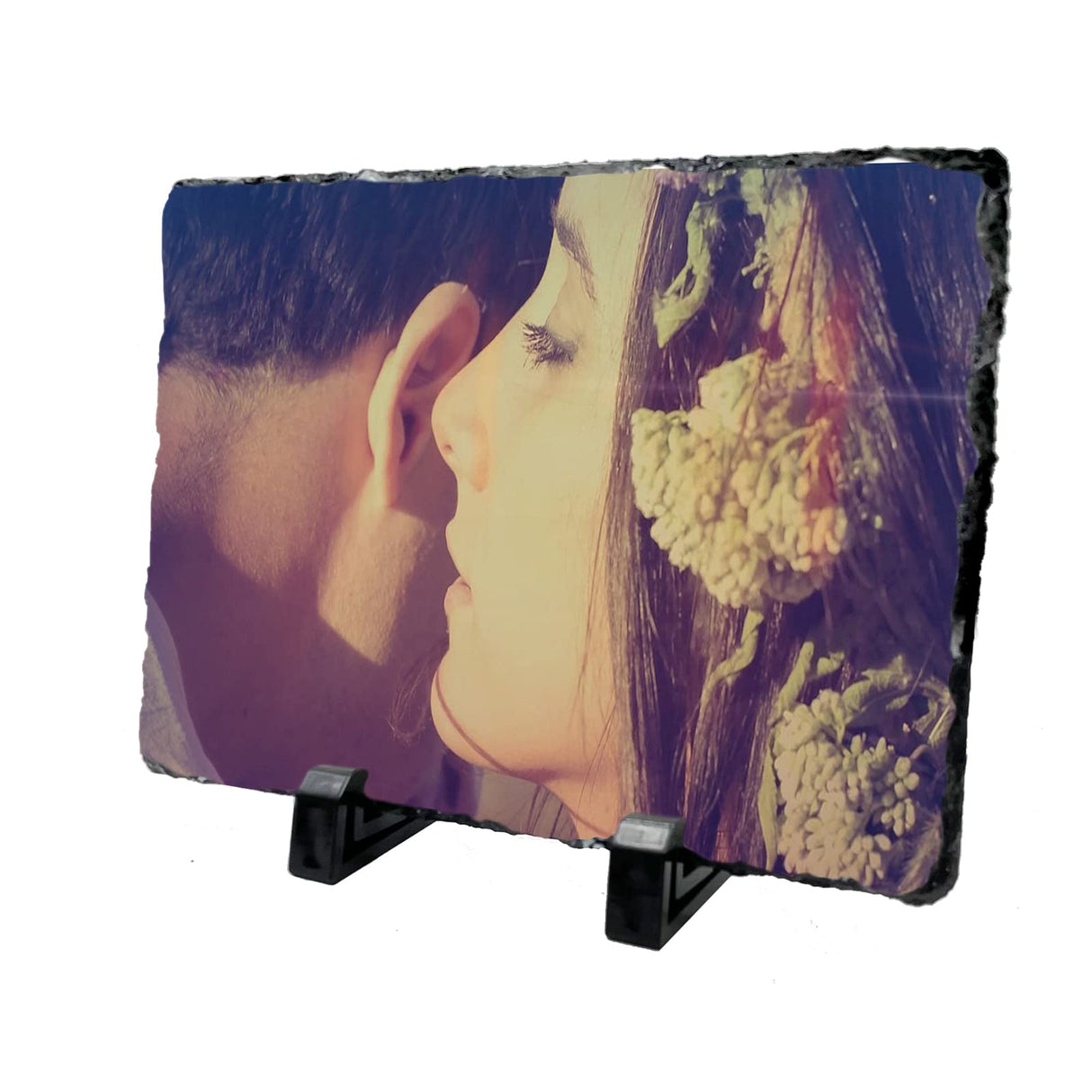 LYHLYA Sublimation Blank Slate Rock 5.9" x 7.8" Customized Memorial Frame with Display Stands Sublimation Personalized Picture Frame for Heat Transfer Printing (15x20cm Rectangle Shape) LYHLYA