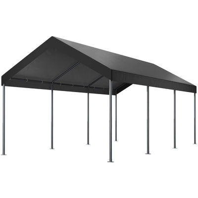Shintenchi 10x20ft Heavy Duty Carport with UV Resistant Canopy, Powder-Coated Steel Frame, Easy to Assemble Portable Garage, Stable Carport for Car, Bike, Camp, Outdoor Storage (Grey)