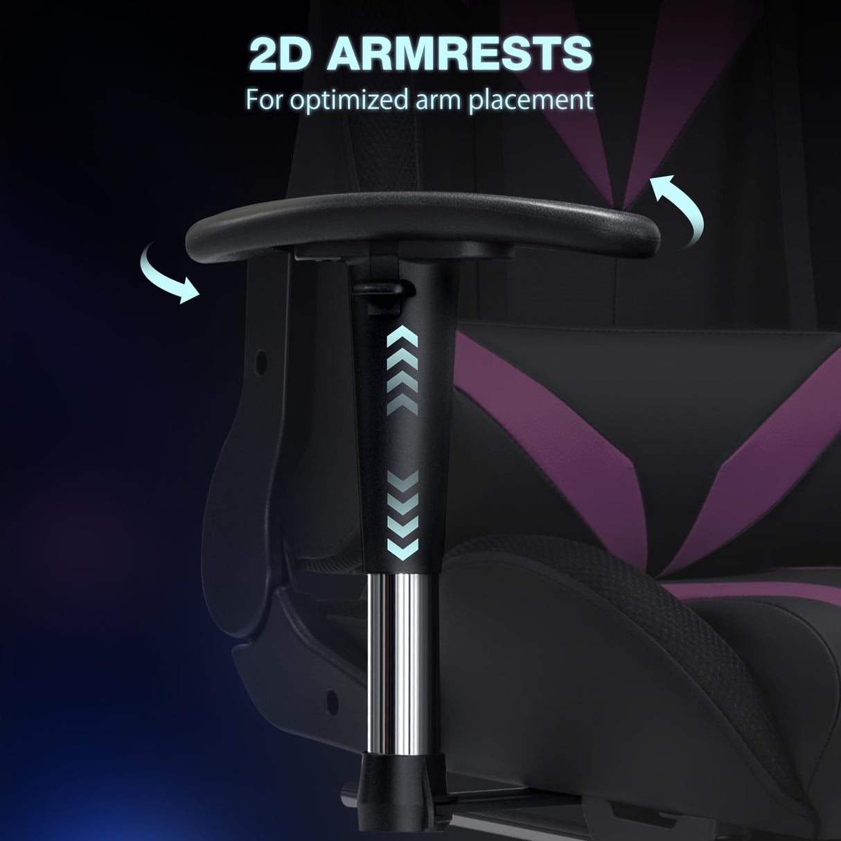 HOFFREE Gaming Chair with Bluetooth Speakers and Led Lights Massage Vide Game Chairs with Footrest Reclining Computer Gamer Chair Purple and Black HOFFREE