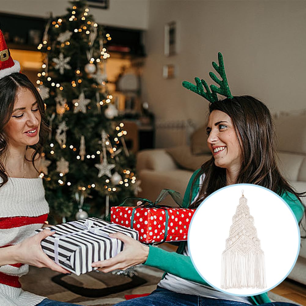 ORIGACH DIY Macrame Christmas Tree Large Wall Hanging kit Handmade Woven Macrame Wall Hanging Kit for Beginners Adults with Step by Step Video Tutorial Instruction Christmas Ornaments, 40x21inch ORIGACH