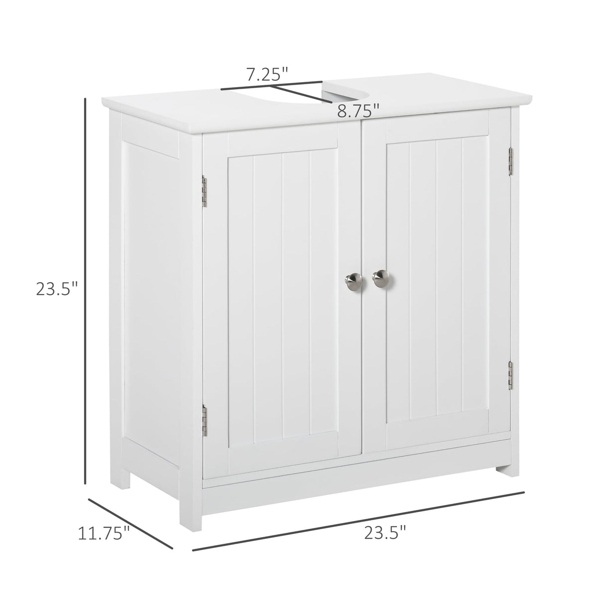 kleankin Pedestal Sink Storage Cabinet, Vanity Base Cabinet, Under Sink Bathroom Cabinet with U-Shape Cut-Out and Adjustable Internal Shelf, White kleankin