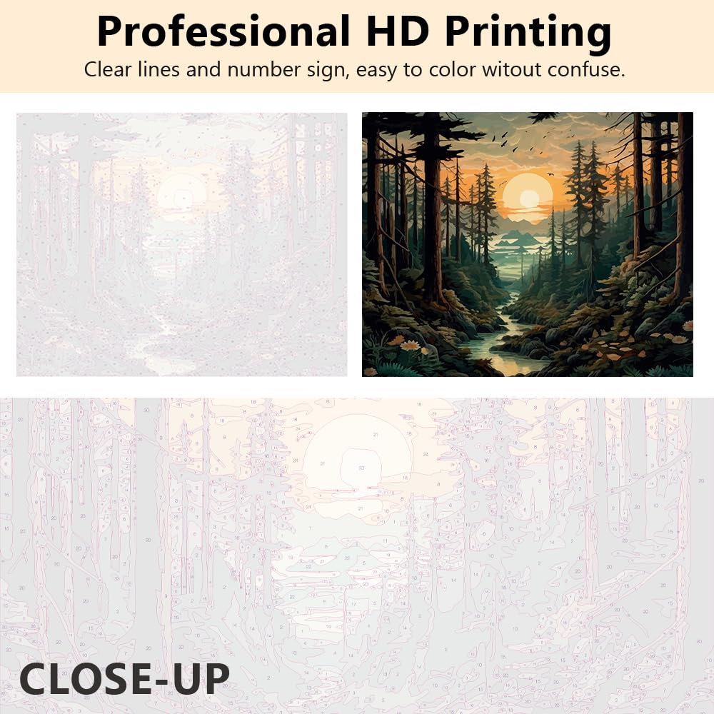 TUMOVO Paint by Number for Adults Canvas Forest Landscape Adult Paint by Number Kits Adults' Paint-by-Number Kits DIY Painting for Adults Paint by Number Arts Craft for Home Decor, 16 x20 Inch TUMOVO