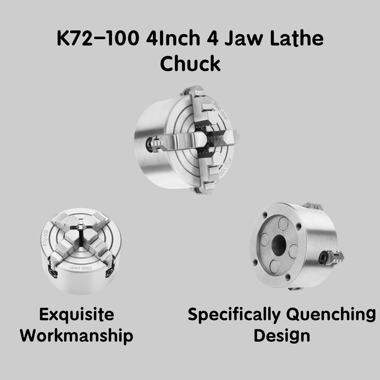 4inch 4 Jaw Lathe Chuck,K72-100 4 Jaw Independent Reversible Jaw,Metal Lathe Chuck,for lathe,Turning Machine Accessories Liccx