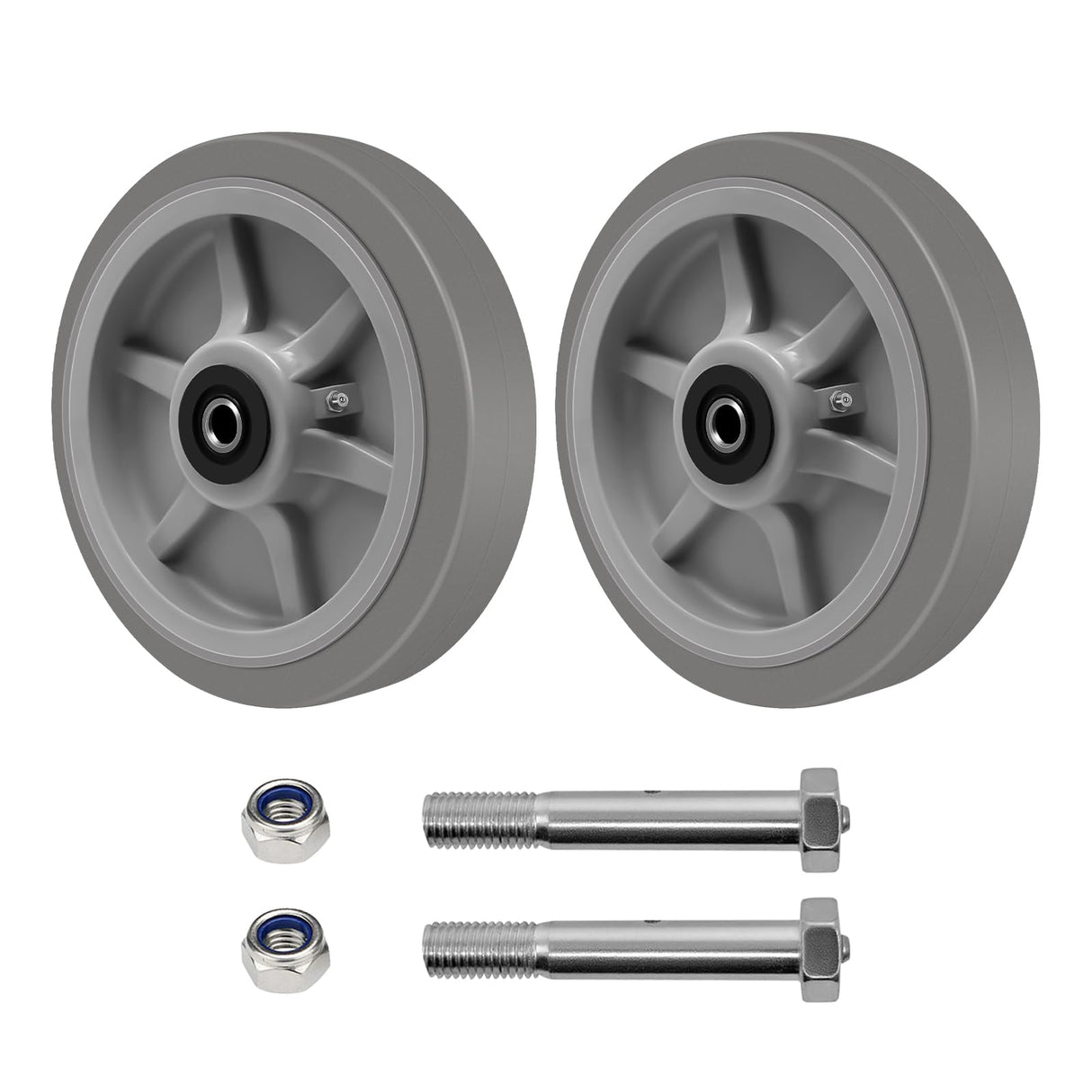 8 Inch Caster Wheels- Heavy Duty Casters, Rubber Wheels with up to 900LB Capacity Per Wheel for Hotel, Hospital and School Carts (2 Pack) Handsammu