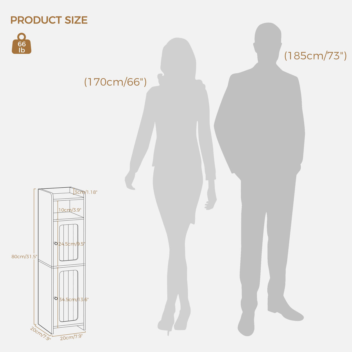 BEWISHOME Small Bathroom Cabinet ,Bathroom Storage Cabinet with Adjustable Shelves & 2 Doors,Narrow Toilet Paper Cabinets,7.9 x 7.9 x 31.5 Inches, for Small Spaces, White YYG03W BEWISHOME