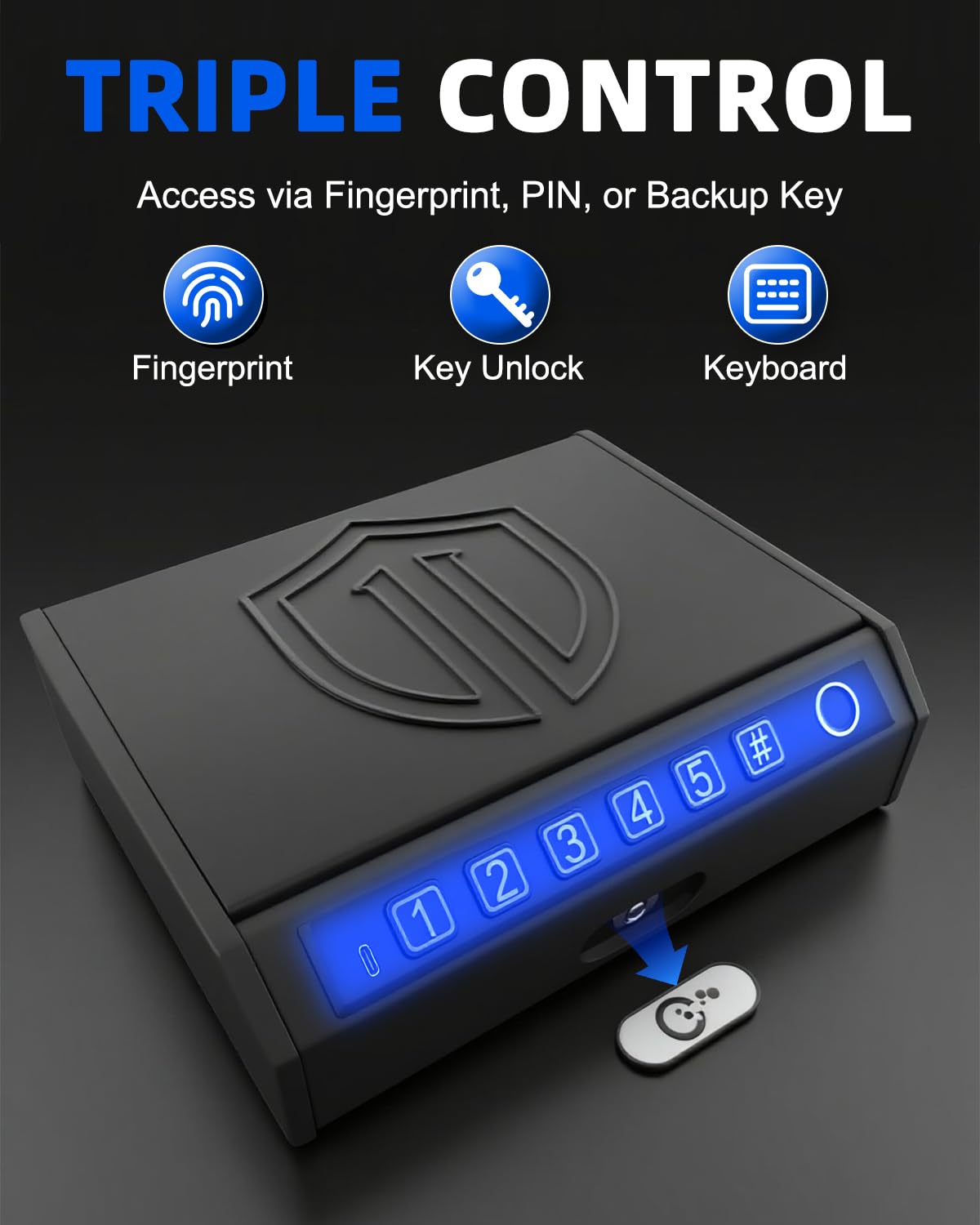 ZCF Mate Gun Safe for Handgun – Upgraded 0.1 Seconds Quick Access Pistol Safe with Fingerprint, Keypad & Backup Key, Silent Mode, Portable Firearm Lock Box for Bedside, Nightstand, Car, Home ZCF mate