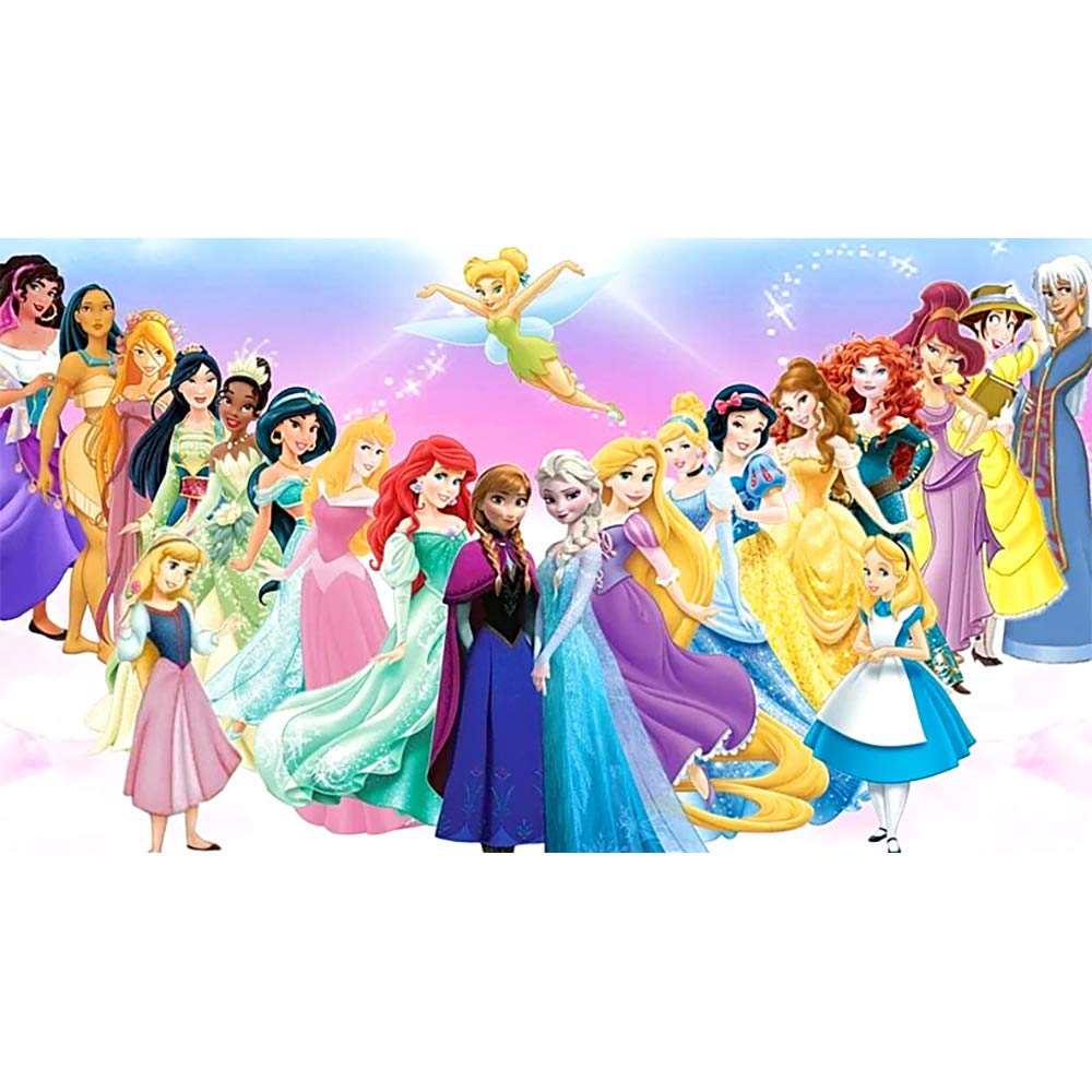 DIY 5D Full Diamond Art by Number Kit, Princesses Cinderella Sleeping Beauty Mermaid Aladdin Pocahontas Mulan Rhinestone Embroidery Cross Stitch Arts Craft for Canvas Wall Decor 11.81x19.68" Better Selection
