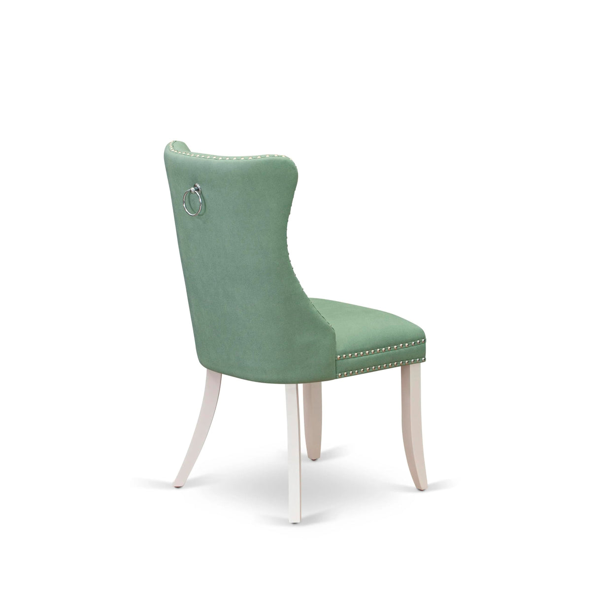 East West Furniture DAP2F22 Dallas Parson Kitchen Chairs-Willow Green Faux Leather Upholstered, Set of 2, Linen White East West Furniture