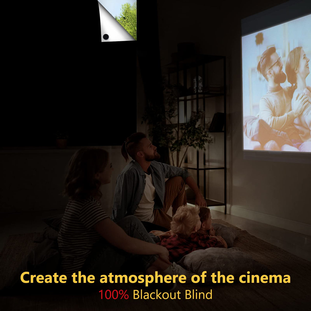 Blackout Curtains for Bedroom 79" x 57" Portable Blackout Shades Film 100% Blackout Window Cover No Drill Blackout Blinds with Hooks & Loops Strips Temporary Blackout Shades for Nursery Dorm Room LUCKJOY