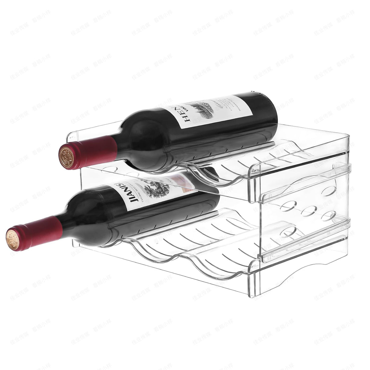 YENXIKU Wine Rack for Countertop, Fridge, Inside Cabinet, 2 Tier Plastic Tabletop Wine Bottle Holder, Water Bottle Organizer for Refrigerator, Pantry, Hold 6 Bottles YENXIKU