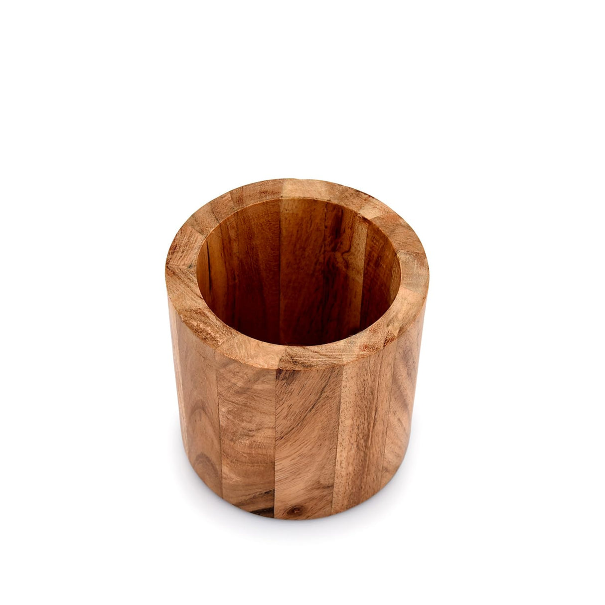 NIRMAN Acacia Wood Pencil/Pen Holder for desk, Round Desktop Organizer for Desk Multi Purpose Use for Home School Office Supplies (4" x 4" x 4") NIRMAN